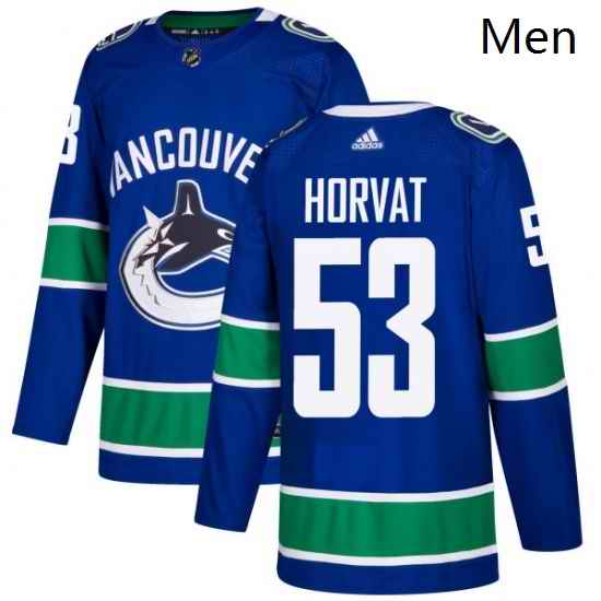 Mens Adidas Vancouver Canucks 53 Bo Horvat Premier Blue Home NHL Jersey